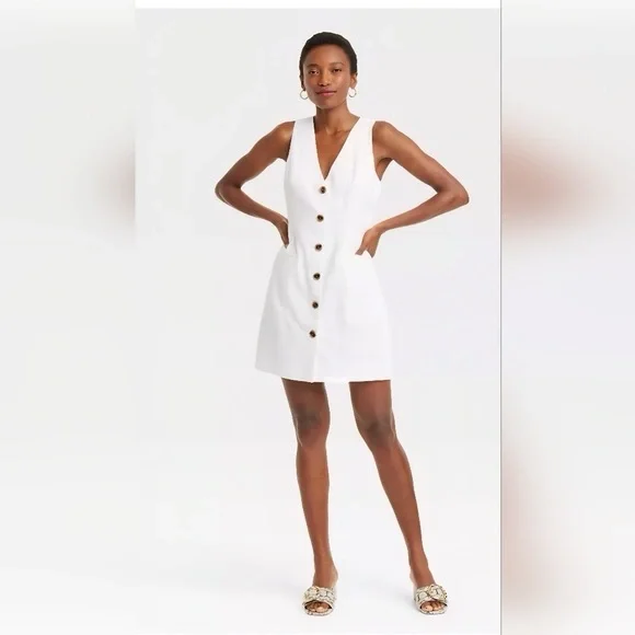 A NEW DAY LINEN BUTTON UP MINI DRESS - Picture 2 of 4